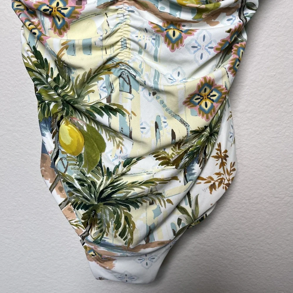 NEXT Women‎ One Piece Swim Bathing Suit 14 Multicolor Lemon Scenic Tummy Control